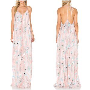 NWT Rachel Pally Crepe Mirage Maxi Dress in pluma XS plunge flowy feather pink
